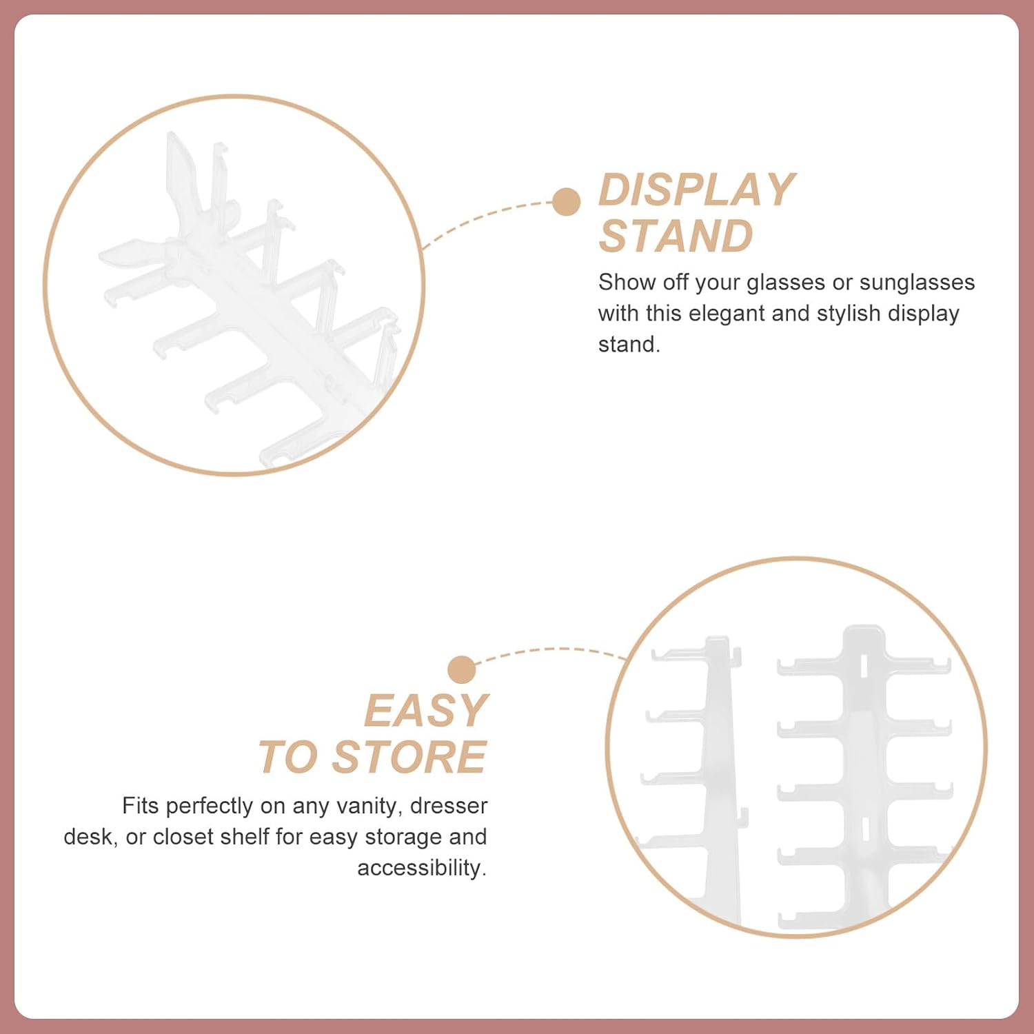 Luxshiny 6-Tier Plastic Sunglasses Organizer Display Rack Eyeglasses Holder Stand Multi-Layer Glasses Storage for Desk Countertop Eyewear Organizer for Home and Office