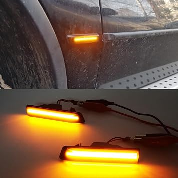 2Pcs Led Dynamic Side Marker Fender Sequential Lamp Turn Signal Light Blinker For BMW E36 M3 Facelift 1997-1999 X5 E53 1999-2006-Clear||Dynamic