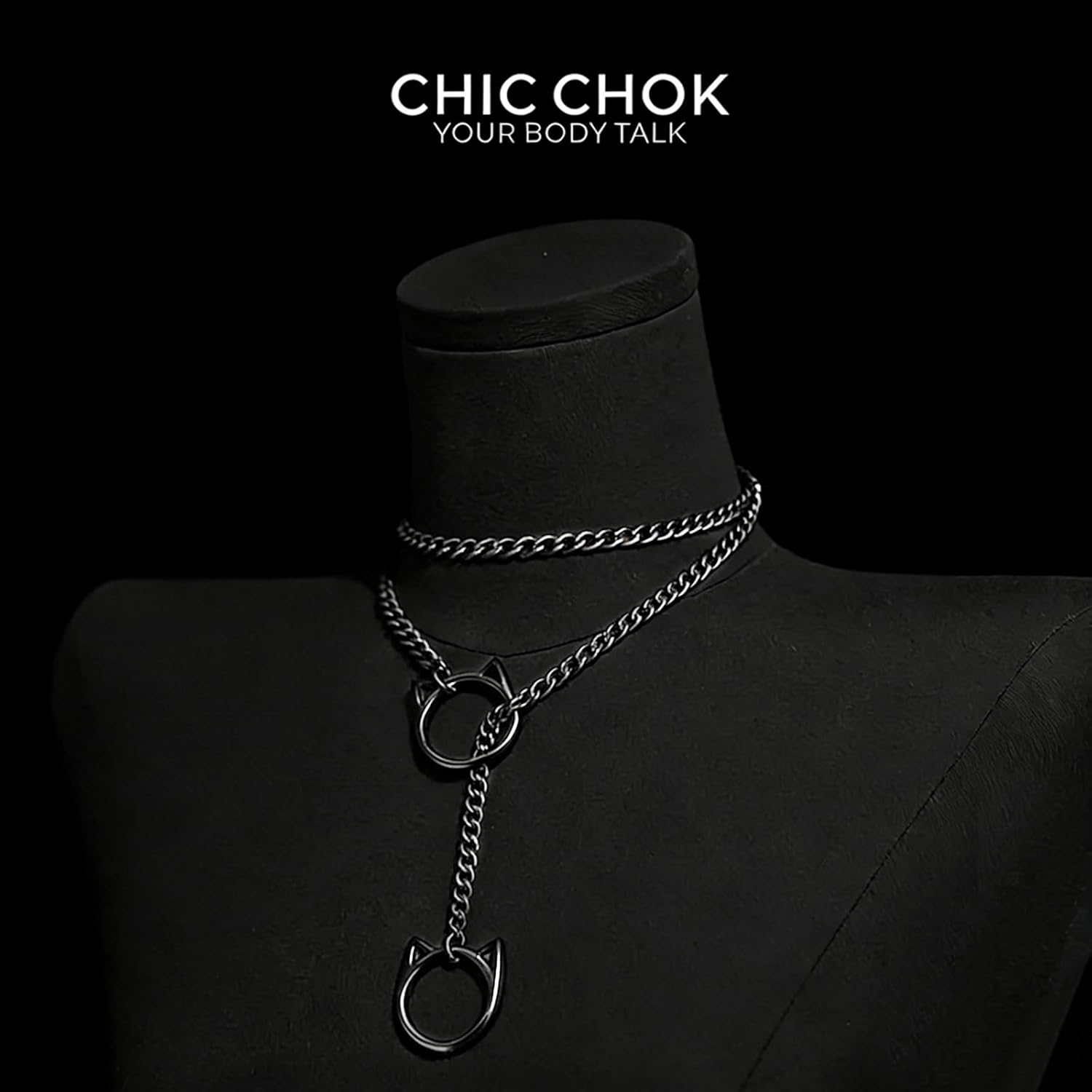 Cat O-Ring Slip Chain Necklace Stainless Steel Cuban Chain Punk Choker Necklace Jewelry Gift for Women - Image 8