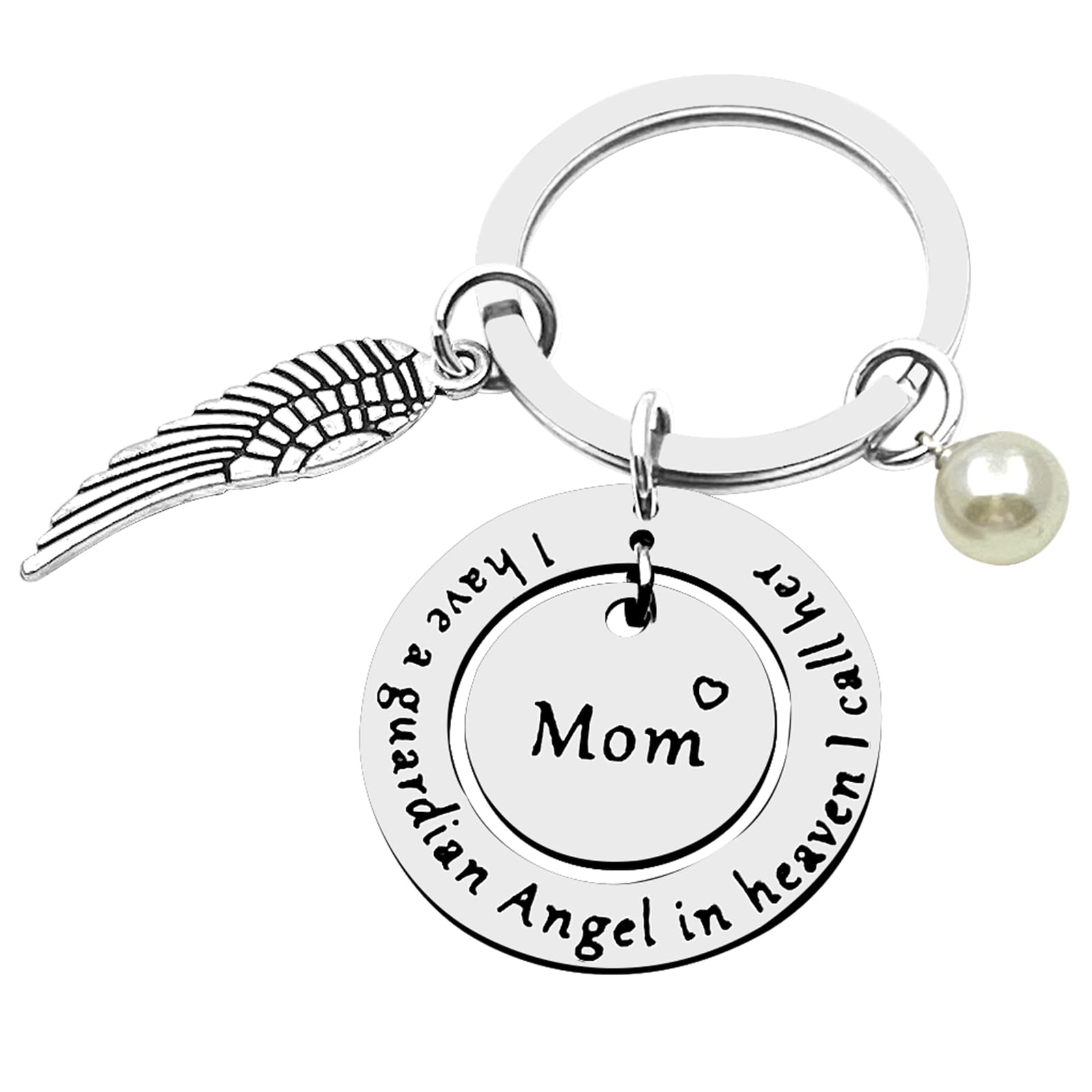 xyqcy Memorial Keychain Loss of Mom Jewelry I Have a Guardian Angel in Heaven I Call Her Mom Keyring In Memory of Mother Keepsake Gifts Mum Sympathy