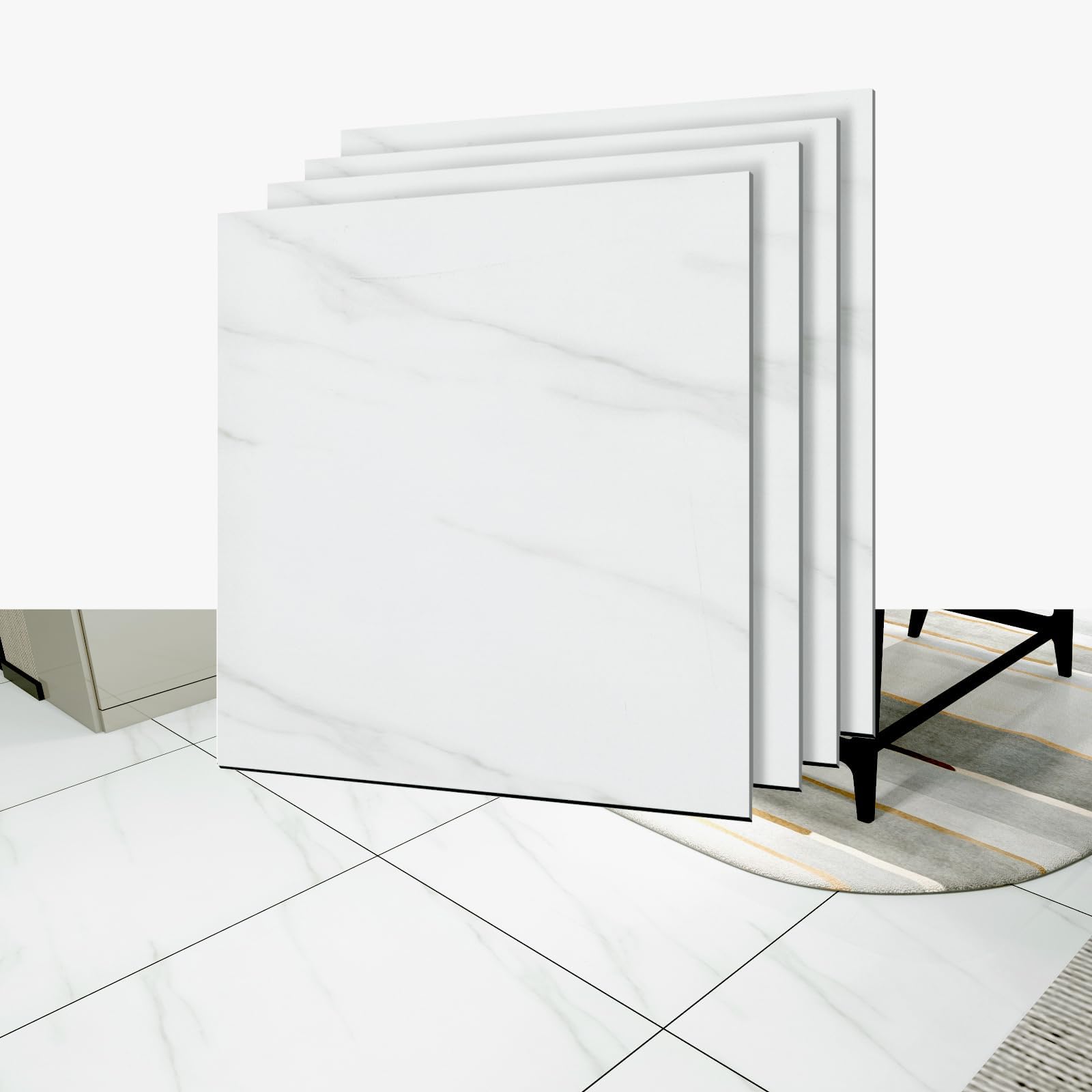 Syougen S11 Floor Tiles, Marble Pattern, No Glue Required, Just Place/Stick, Suitable for Beginners/Rentals, Water Resistant, 12 x 12 in. (304.8 x 304.8 mm), 18 pc., Thickness 0.06 in. (1.5 mm)