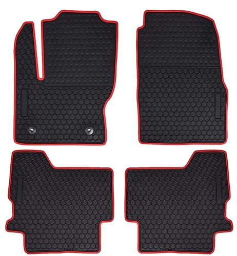 Megiteller Car Floor Mats Custom Fit for 2013-2019 Ford Escape / 2013-2018 Ford C-Max Odorless Washable Heavy Duty Rubber (All Weather) Floor Liners Red - Christmas Red - Floor mats :2013-2019