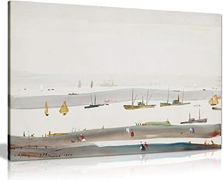 L.S Lowry The Estuary Painting Canvas Print Wall Art Picture Home Decor (24x16in)