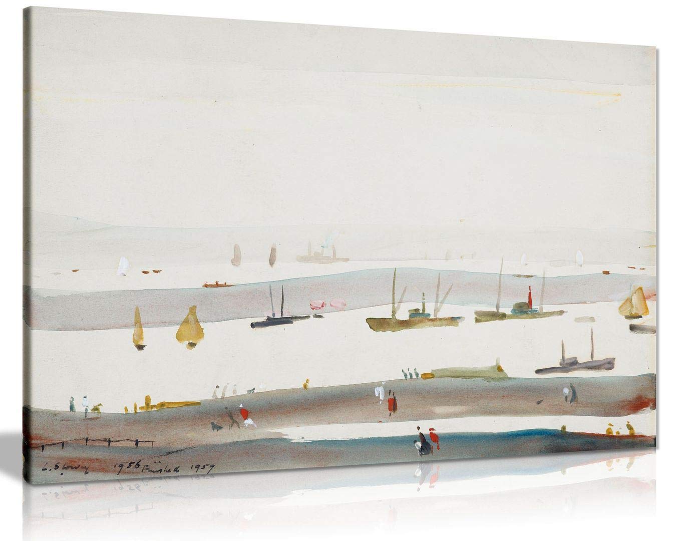 Panther Print The Estuary L.s Lowry Painting Canvas Print Wall Art Picture Home Decor (18X12in)