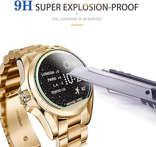 Miniatura 5 de Paquete de 4 protectores de pantalla para Michael Kors Bradshaw, película protectora de pantalla de vidrio templado de dureza 2.5D 9H antiarañazos