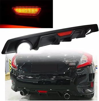 Fit For 2016 2017 2018 2019 2020 2021 H0nda Civic 4DR Rear Lower Bumper Diffuser w/LED 3rd Brake Light
