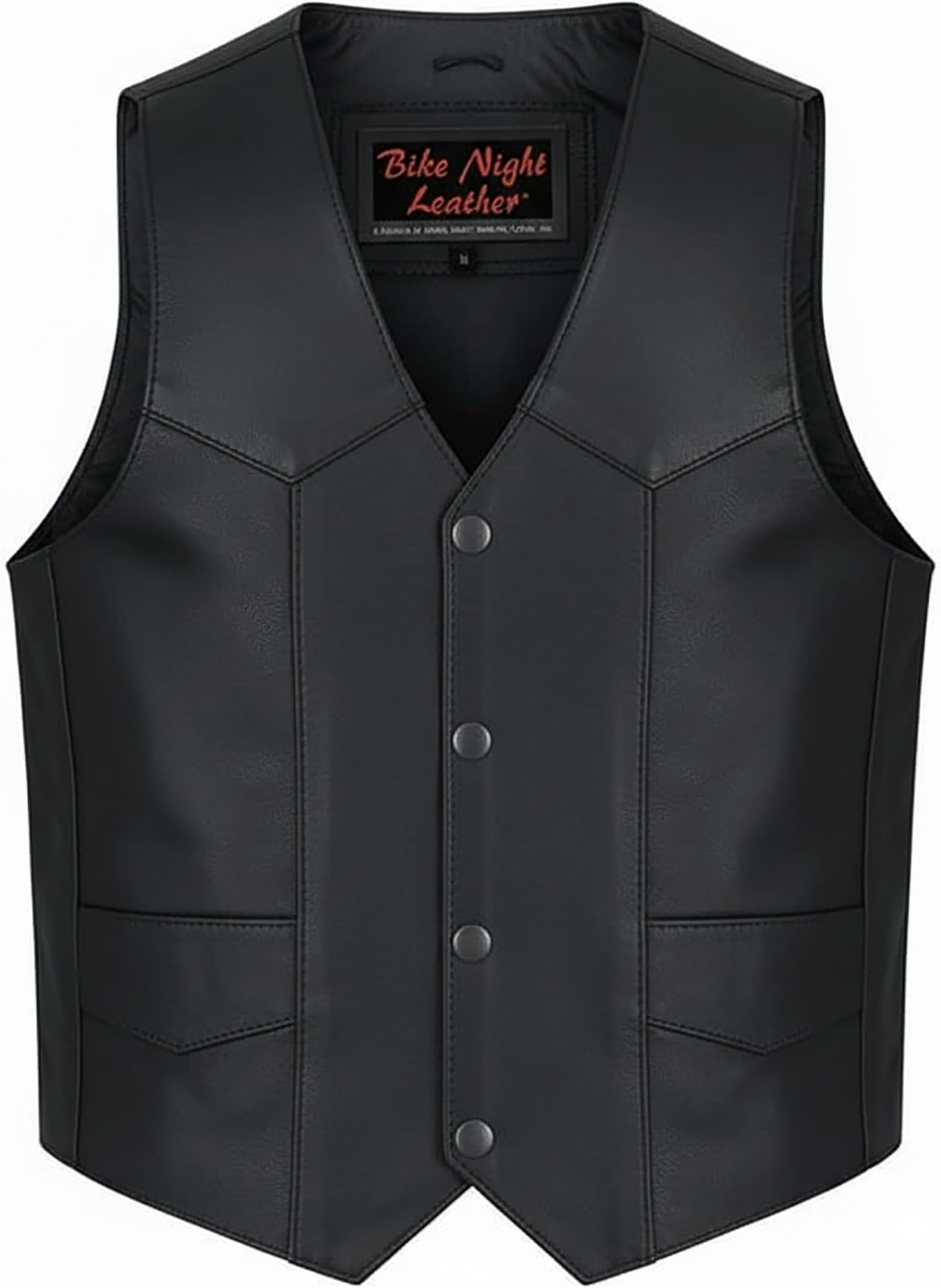 Daniel Smart Leather Vests for Kids Premium Cowhide Black Leather Vest with Unique V-Neck Design & Multiple Pockets