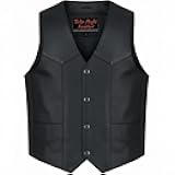 Daniel Smart Leather Vests for Kids Premium Cowhide Black Leather Vest with Unique V-Neck Design & Multiple Pockets