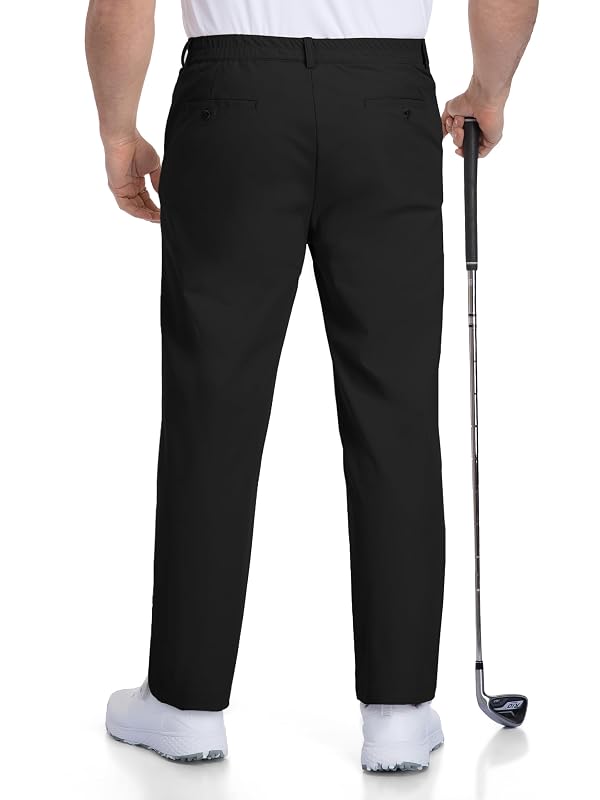 Tallemon Big & Tall Men Golf Dress Pants Stretch Work Trousers Lightweight Casual Comfy Slacks with Pockets, Black, 46x32 by Tallemon - Used condition - Image 2
