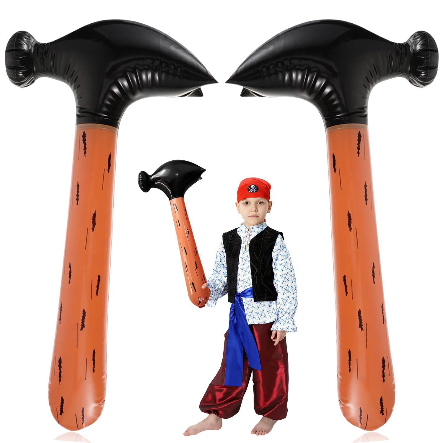 TOYANDONA Martello Gonfiabile Gigante Per Bambini, 69x34x10 Cm, In PVC Nero, Giocattolo Per Piscina, Feste, Giochi All'aperto