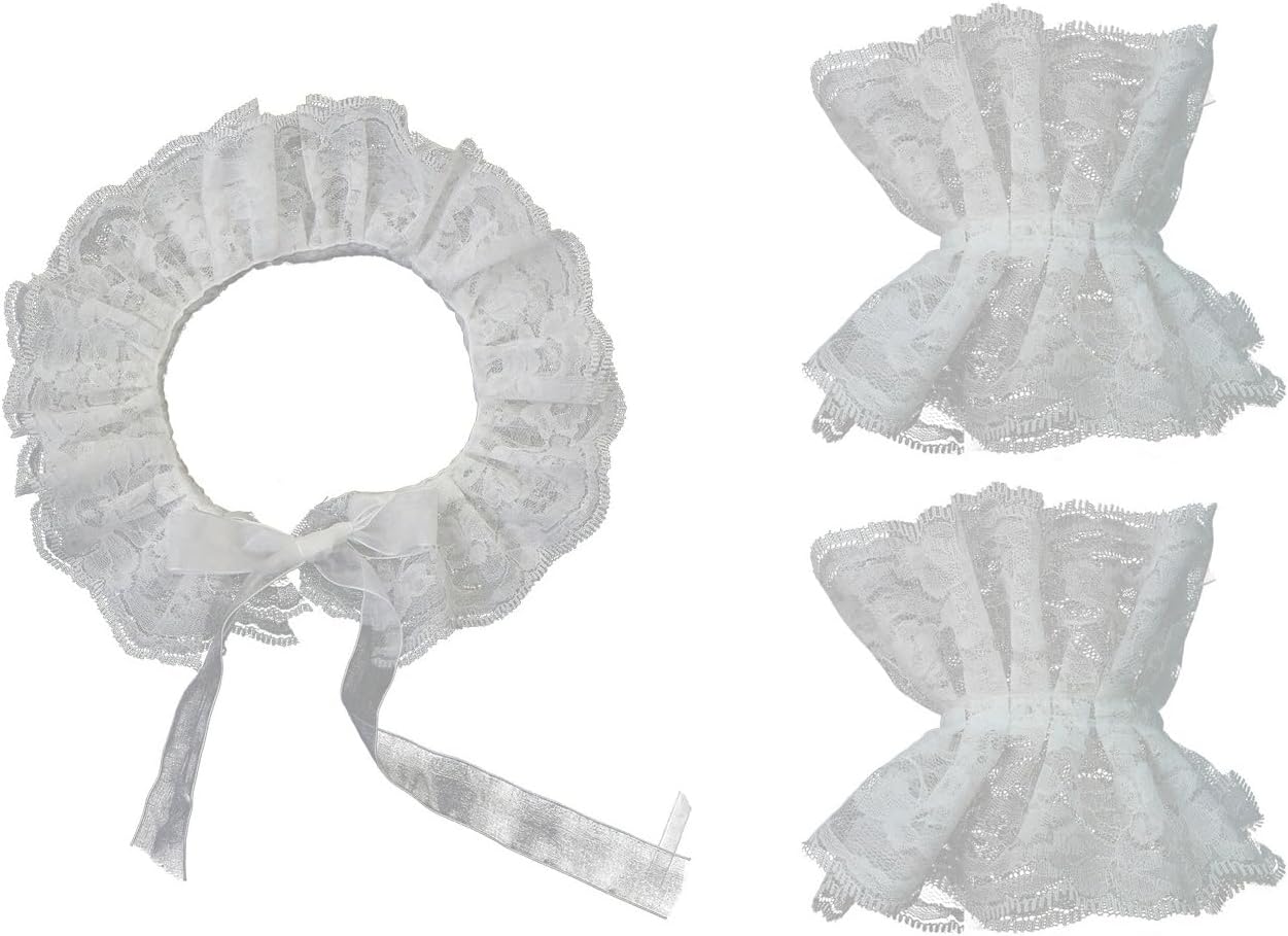 Vintage Lace Ruffled Multi-layer Detachable Collar Victorian Edwardian White Costume Neck Collar Unisex
