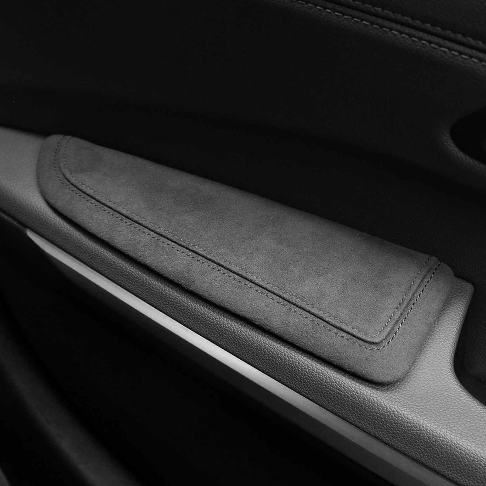 BETTERHUMZ Poduszka na podłokieznik drzwi samochodowych z Alcantara, podkładka pod podłokietnik do BMW 3 4 5 6 7 8 X1 X3 X4 X5 X6 Z4 Seria akcesoriów samochodowych (Lewa, Czarna linia)