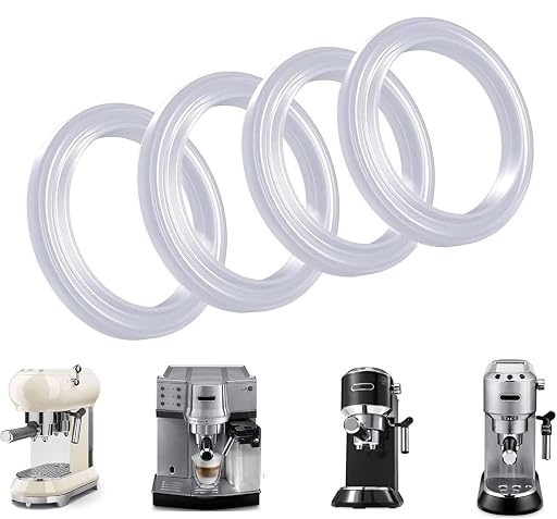 Silicone Gasket Steam Seal Ring for Delonghi Dedica EC680 EC685 EC695 EC820 EC785 EC885 EC850 EC860 EC9335M EC9355M EC9665M & Smeg ECF01, 4-Pack