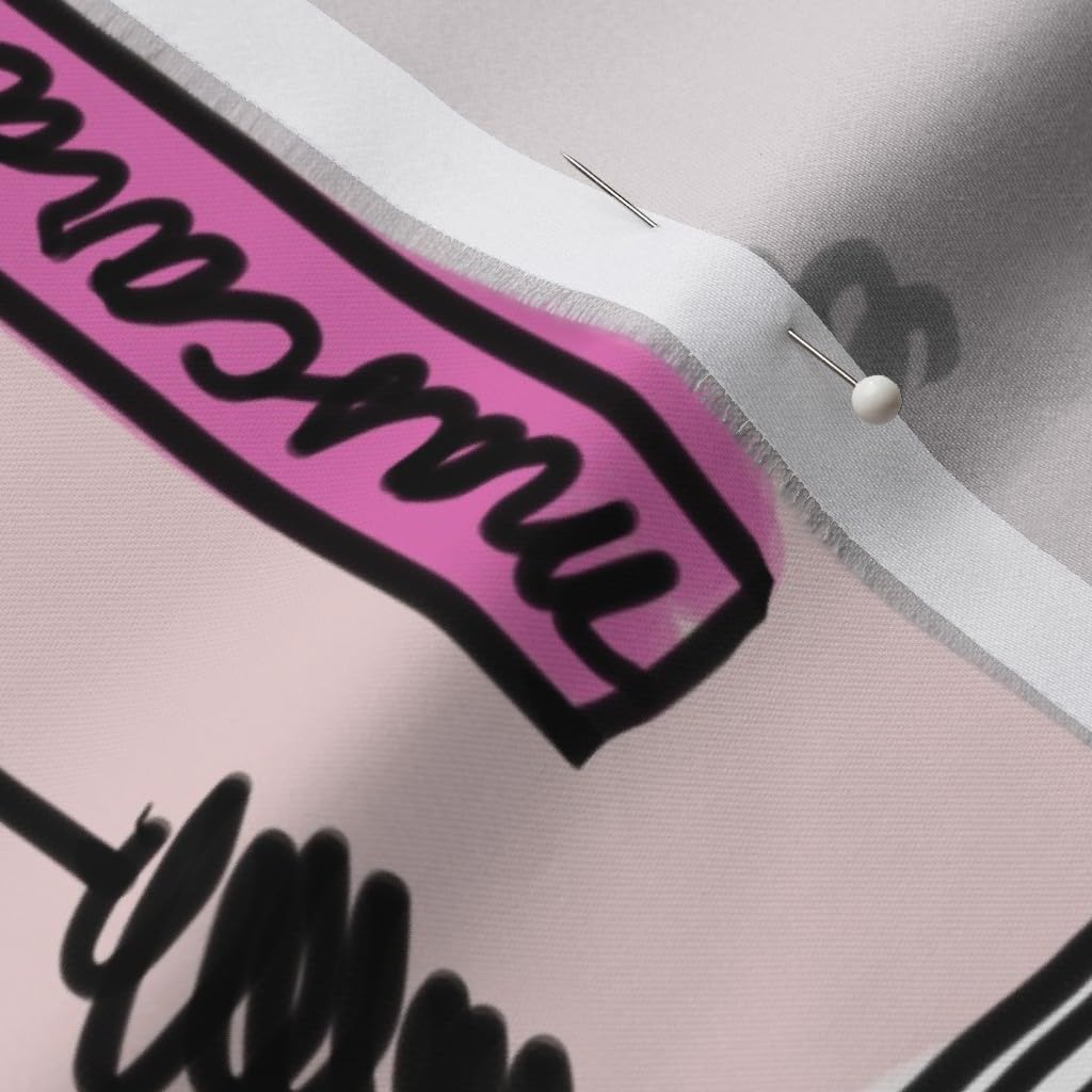 Spoonflower Fabric - All Girl Makeup Girly Girls Lipstick Light Pink Cute Women Printed on Organic Cotton Sateen Fabric by The Yard - Sewing Quilting Apparel Home Decor