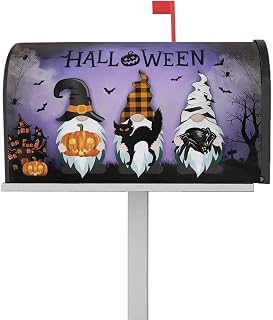 Mailbox Cover Magnetic Halloween Gnome Pumpkin Black Cat Spiders- Hall Ween Mailbox Covers Standard Size 21x18in,Mailbox Covers Wrap Post Letter Box Cover for Garden Yard Dead Tree Purple Back