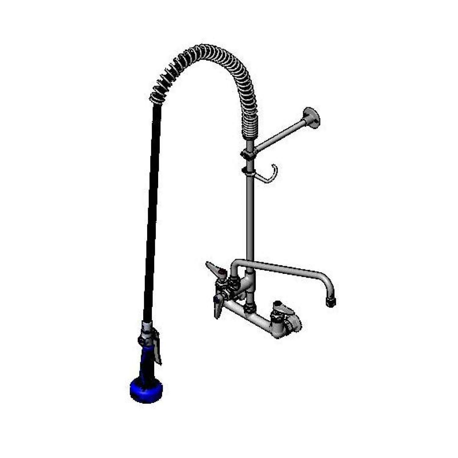 Easy Install Pre-Rinse includes Spring Action includes 8" Wall Mount by T&S Brass – not_applicable, Brass, White, Model B-0133-01-CR-8C