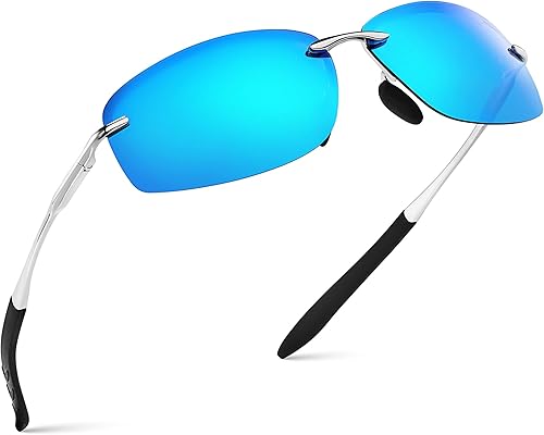 Xagger Gafas de sol polarizadas para hombre, marco de metal sin marco, protección UV400, gafas de sol
