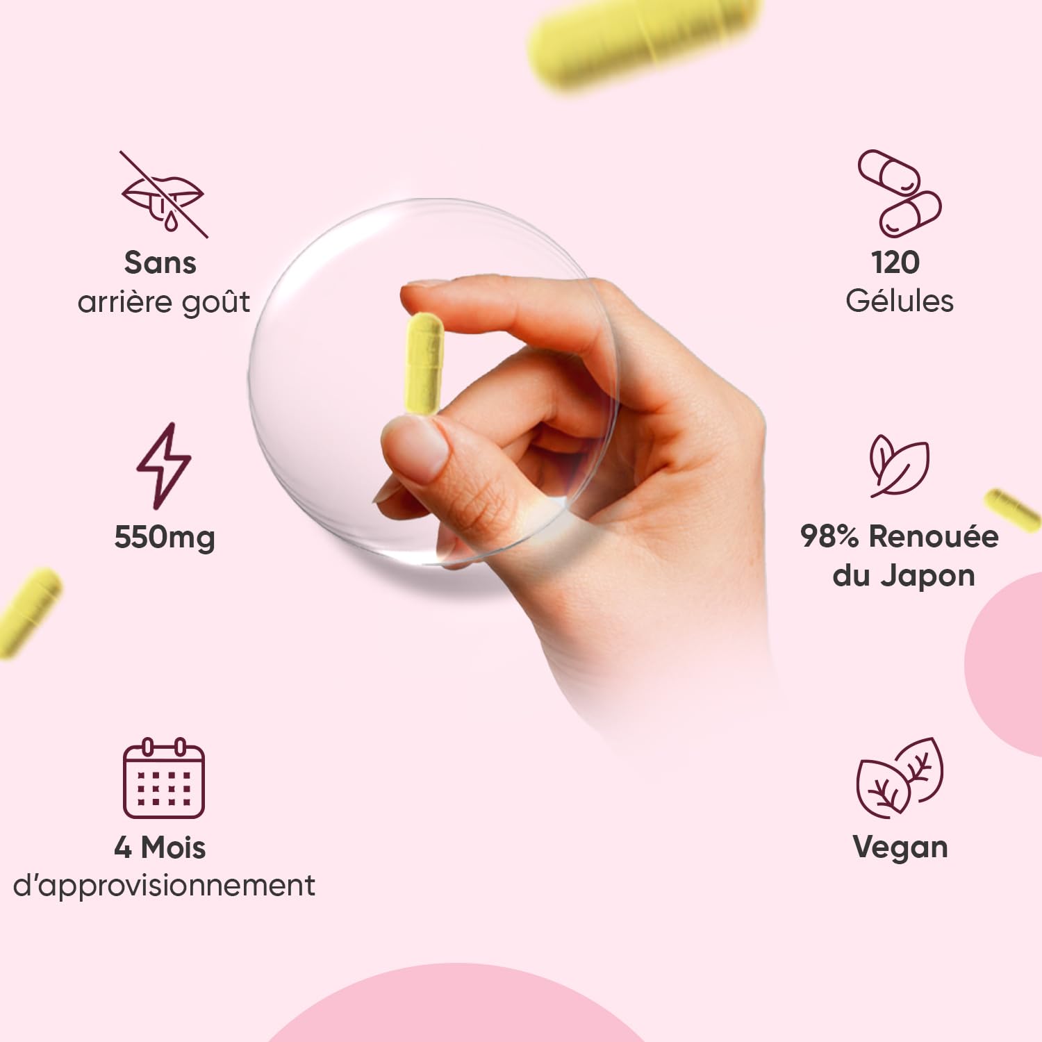 Trans Resveratrol (98%) avec Quercétine 550mg, 120 Gélules Vegan pour 4 Mois Source de Vitamine C, Resveratrol Polyphenols Renouée du Japon avec Sophora Japonica sans Stéarate Magnésium