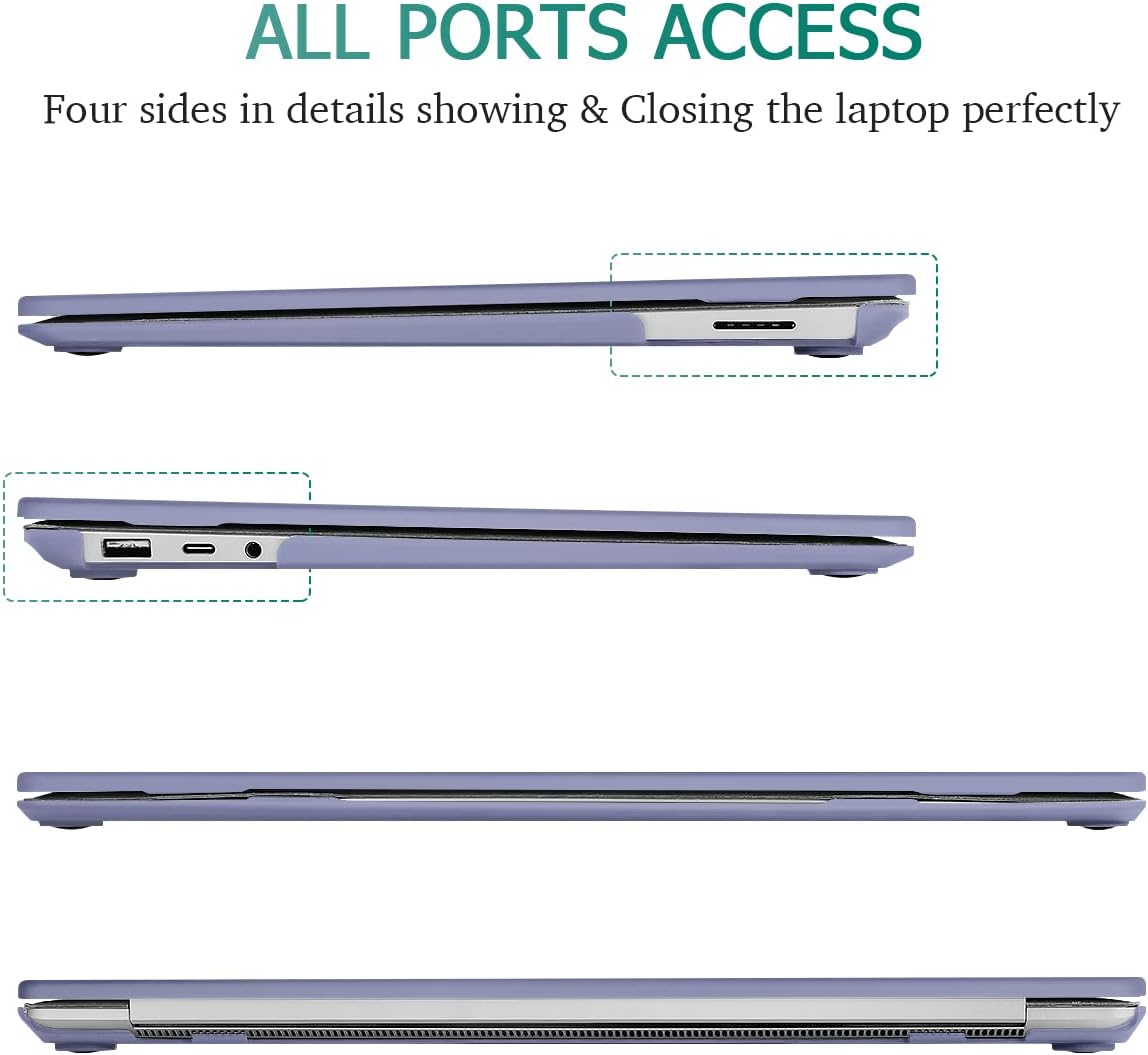 May Chen Case for 13.5" Microsoft Surface Laptop 3/4/5 with Alcantara Palm Rest Model 1867 1958 1950 (2019 2021 2022), Plastic Hard Shell Case with Keyboard Cover + Screen Protector, Lavender Gray - Image 4