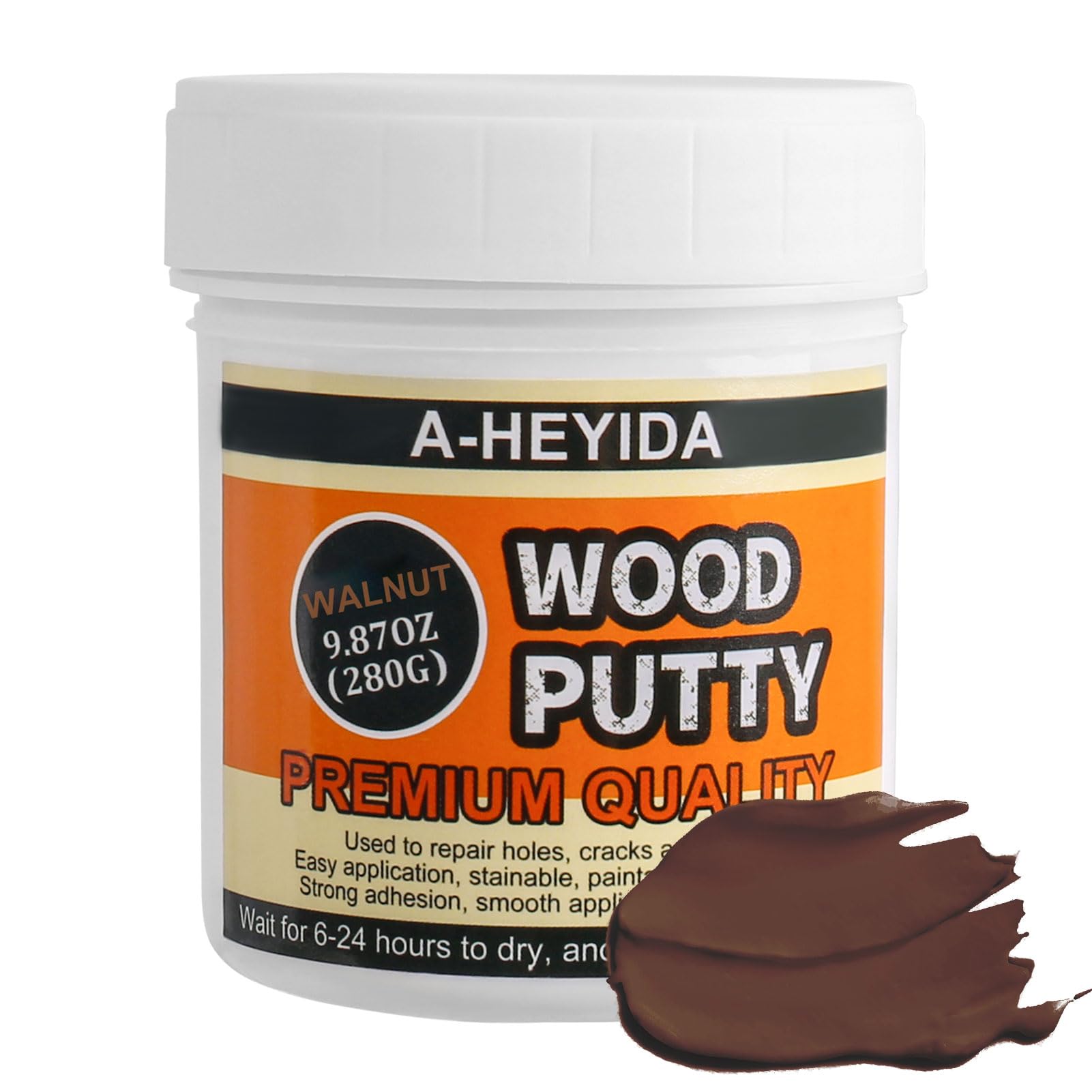 Walnut Wood Filler Putty - Paintable, Stainable Wood Repair Putty for Cracks & Holes on Furniture, Hardwood Floor, Door, Cabinet - Scratch Repair Kit