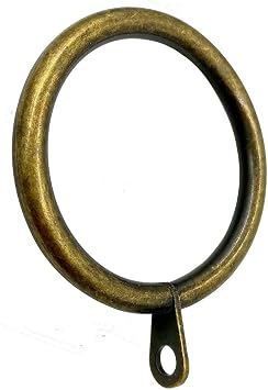 14Pcs Metal Flat Curtain Ring with Eyelet 1.5" Inner Diameter,Fits Up to 1 1/4-Inch Rod-Antique Brass