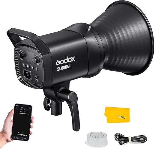 Godox SL60IIBi Bi-Color LED Video Light 75W, 2800K-6500K, CRI96+ TLCI97+, 25100Lux@1m, Bowens Mount LED Continuous Output Light w/11 FX Effects, APP/2.4G Wireless Control, Dimmiable Brightness