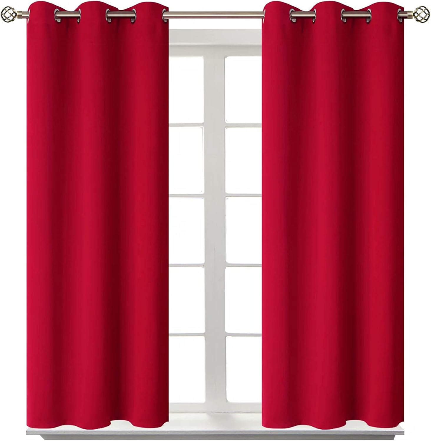 BGment Room Darkening Curtains 54 Inches Long - Grommet Thermal Insulated Drapes Window Treatment Curtains for Bedroom, 2 Panels, 38 x 54 Inch, Red