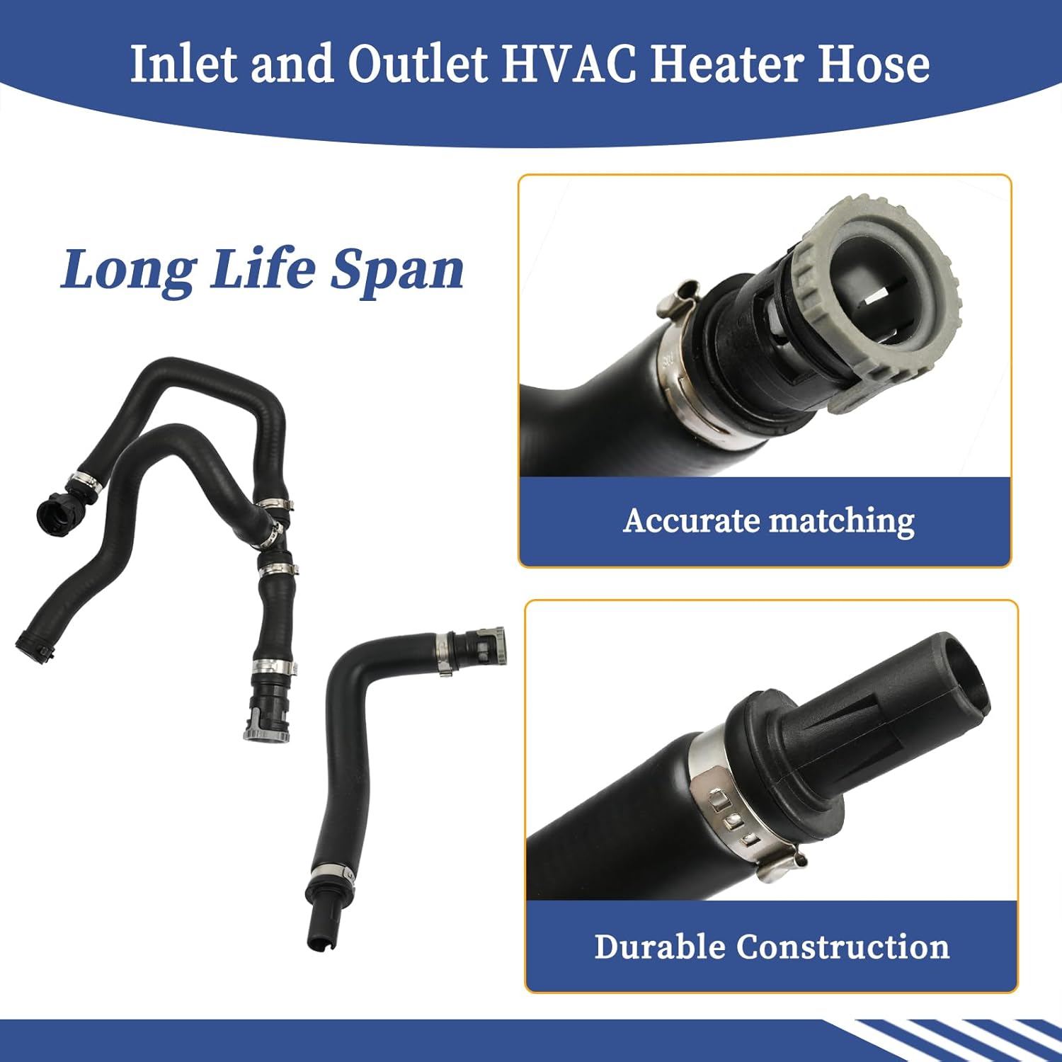 Inlet and Outlet HVAC Heater Hose Fit for Ford Escape 2013-2019 For Lincoln MKC 2017-2019# CV6Z-18472-T CV6Z-18472-W Water Heater Hose
