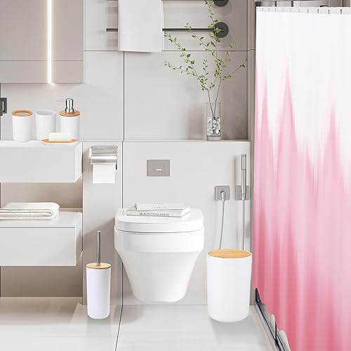 Vista 134 de iMucci Accesorios de baño, juego de baño negro con cortina de ducha y alfombra, cortina de ducha impermeable con alfombra ultra absorbente, juego