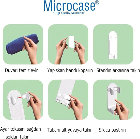 Microcase Yapışkanlı Duvara Monte Şarjlı Diş Fırçası Tutucu Stand-AL4802 (Siyah)