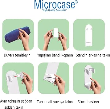 Microcase Yapışkanlı Duvara Monte Şarjlı Diş Fırçası Tutucu Stand-AL4802 (Siyah)