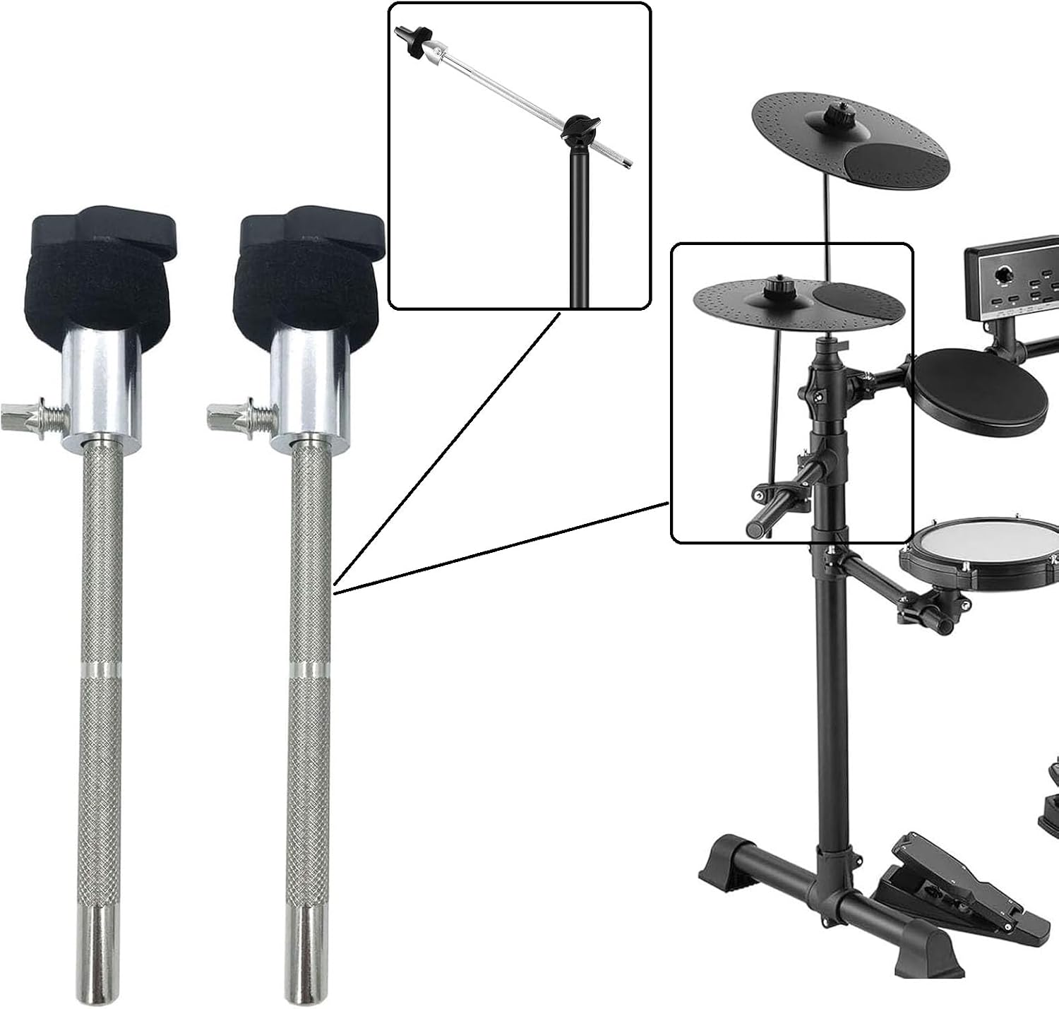 2Pcs Electronic Drum Cymbal Arm Metal 7.4inch Percussion Electronic Cymbal Mount Holder Bracket for Electronic Drum Set Rack Clamp Electronic Cymbal Stand image 3