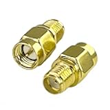 SEYUGOPTI SMA Male to SMA Female Connecto, Low Loss SMA Male to Female Coax Coaxial Cable Adapter for WiFi & FPV Antenna Extension Cable, Gold Plated 2PCS