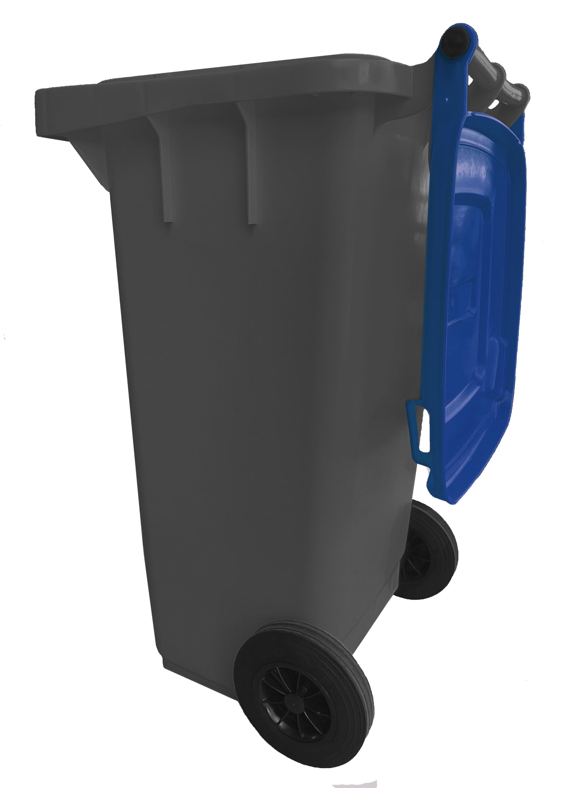 Mobil Plastic - Bidone Raccolta Differenziata 120 Litri con Coperchio e Ruote per Esterni | Fondo Grigio e Coperchio Blu | Plastica Resistente | Certificato UNI EN 840