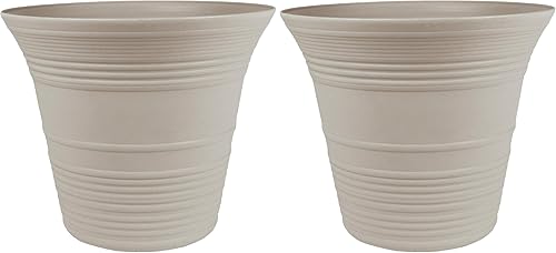 Miniatura 168 de The HC Companies Sedona - Maceta redonda de autorriego – Maceta ligera de cuidado personal – Maceta de plástico para hierbas y más – Macetas Gris