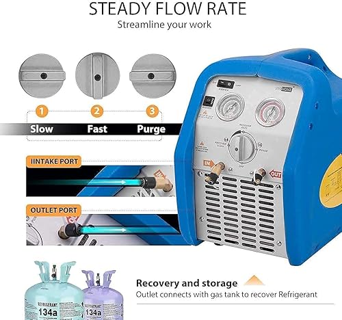 Miniatura 9 de VIVOHOME 110V 1/3 HP 4CFM Bomba de vacío de aire de paleta giratoria de una sola etapa y kit de medidor de colector de CA R134a con 110-120V AC 60Hz
