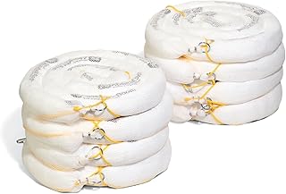 PIG Oil Boom - Oil-Only Absorbent Boom - 8 Pack - 3" x 10' Boom - Absorbs up to 2 gallons per Boom - BOM406