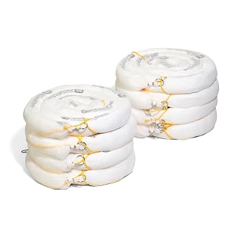 PIG Oil Boom - Oil-Only Absorbent Boom - 8 Pack - 3" x 10 Boom - Absorbs up to 2 gallons per Boom - BOM406