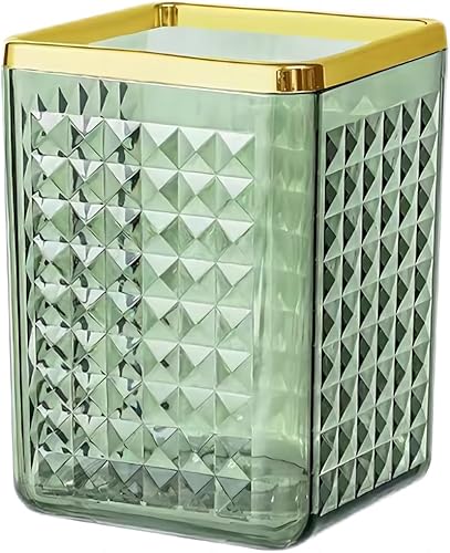 Organizador de brochas de maquillaje, almacenamiento de brochas cosméticas de cristal verde para encimera de tocador, soporte único para lápices