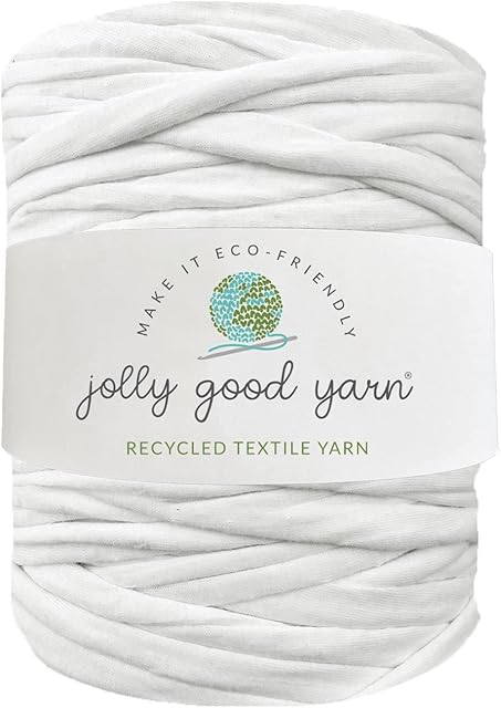 Jolly Good Yarn Recycled Chunky Cotton T-Shirt Yarn for Crochet, Macrame, Loom Knitting - White 800g / 100m