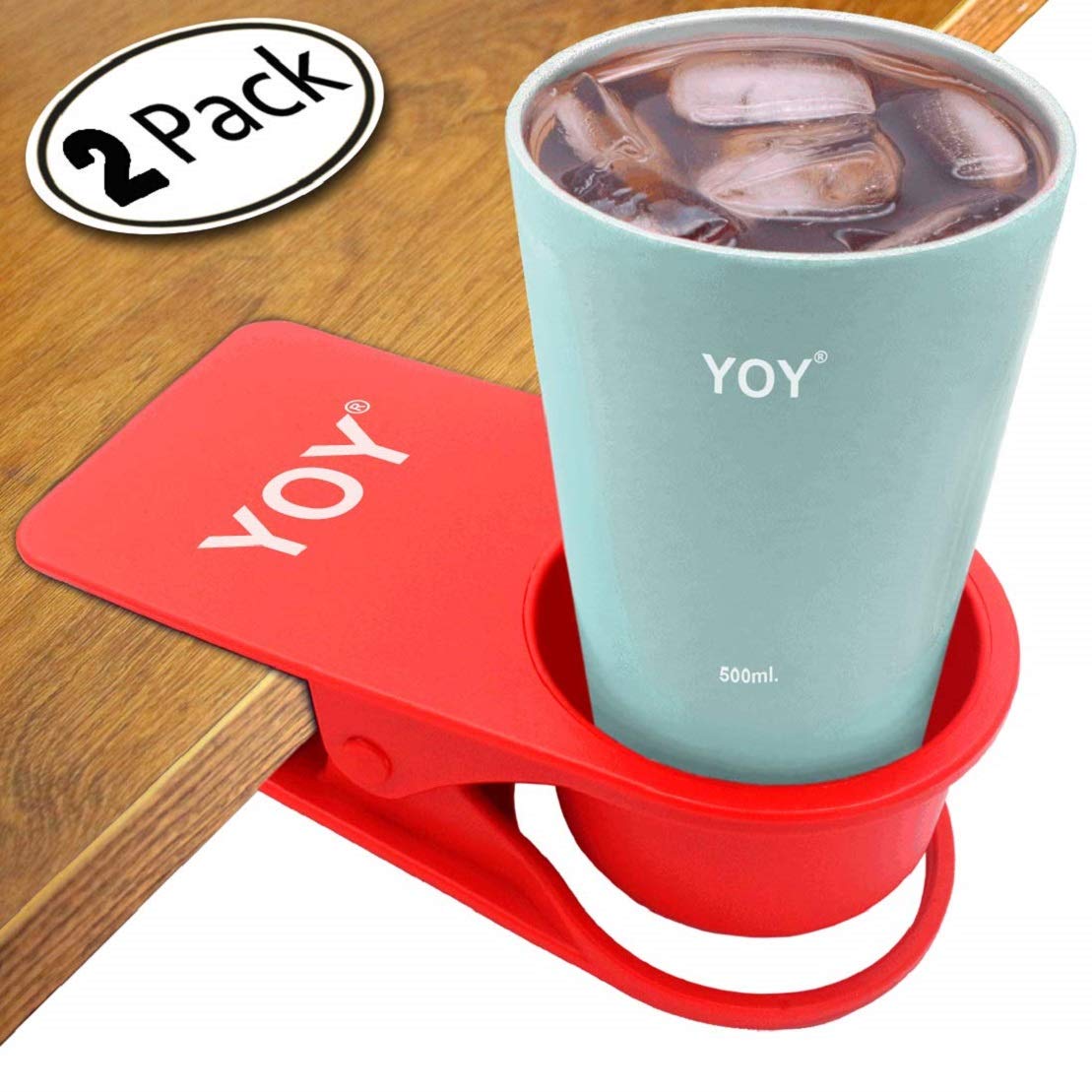 SERO Innovation Soporte Para Bebidas Con Clip Para Tazas, Rojo, Se Ajusta A Mesas, Escritorios, Sillas, Estantes, Mostradores. Mantén Tu Bebida, Teléfono Inteligente U Otro Artículo Pequeño Seguro Y