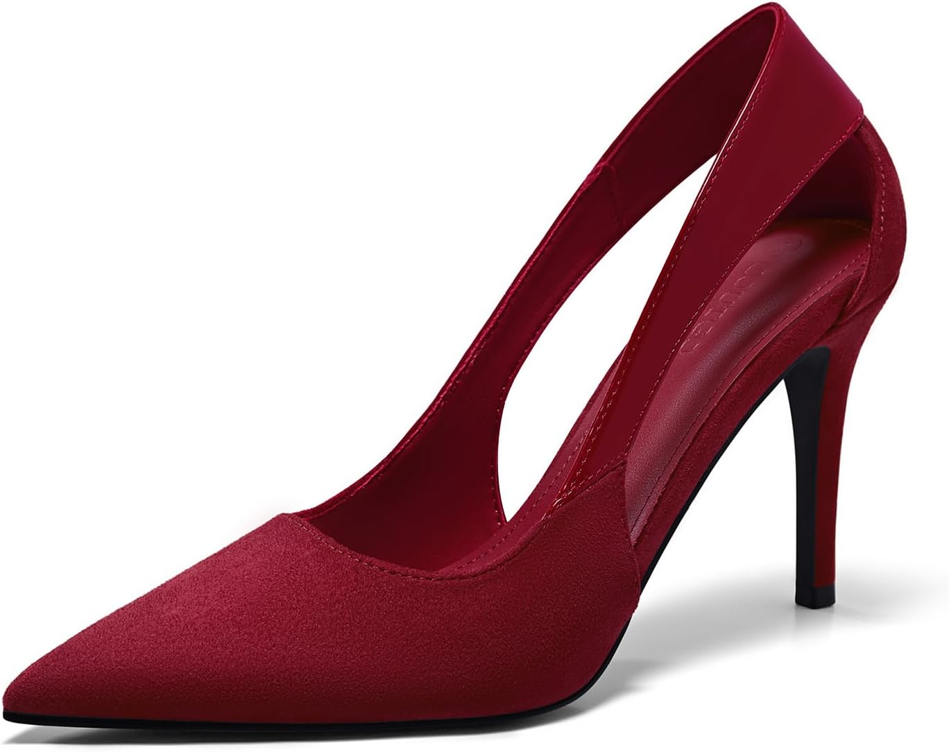 Coutgo Womens Dressy Heels Shoes Closed Pointed Toe Cut Out Pumps Casual Work Shoes