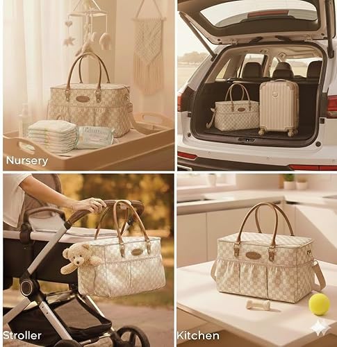 Miniatura 5 de DOKUS & CO Luxe - Bolsa de pañales plegable, extra grande para el hogar, viajes y automóvil, bolsa de pañales lista para el hospital