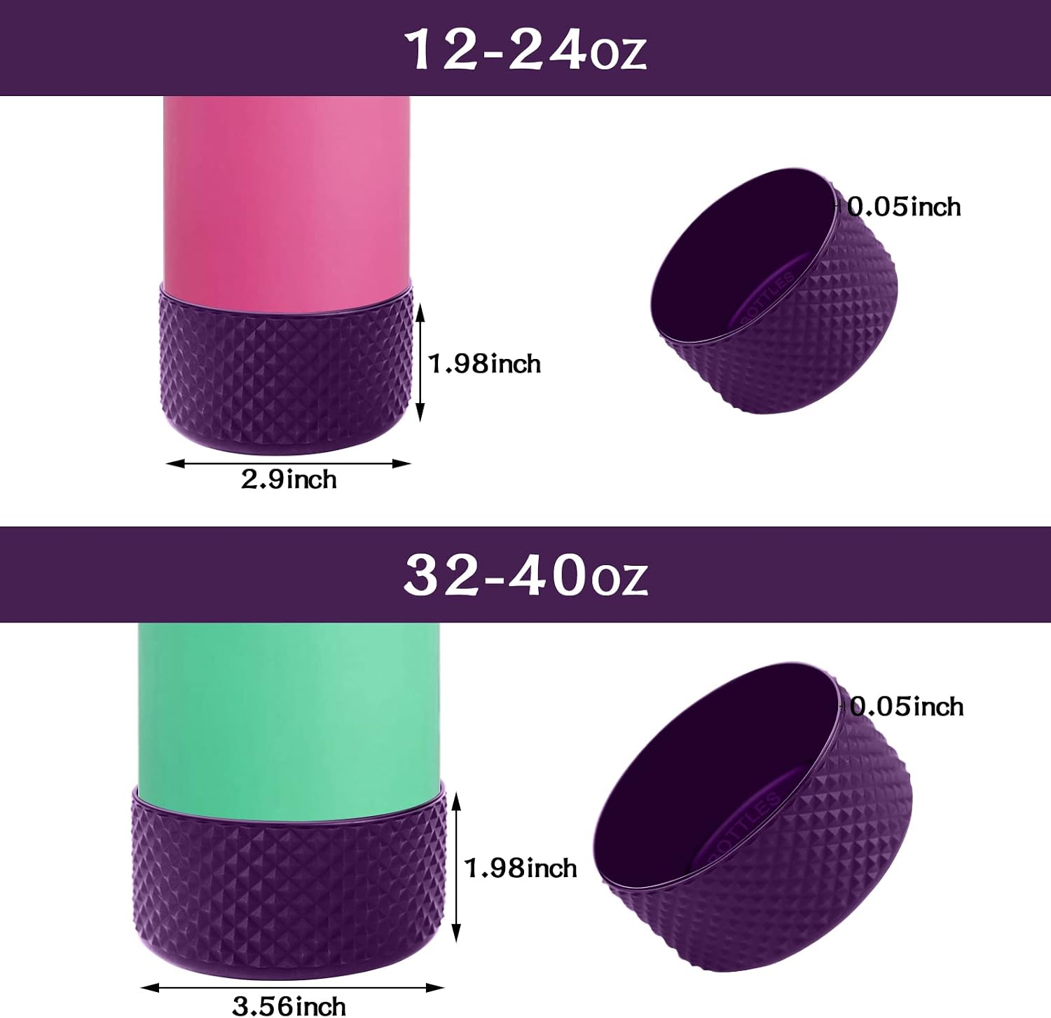 Water Bottle Boot,Diamond Texture Silicone Boot Protector 12oz-40oz Hydro Sport Flask and More Water Bottles Anti-Slip Flex Boot Bottom Sleeve Cover