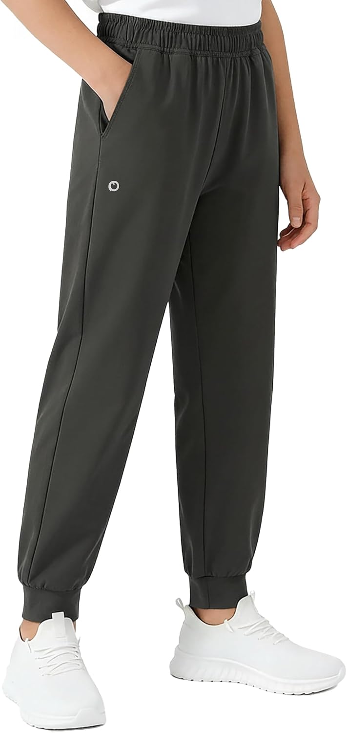 PATPAT Boys Ultra-Soft Quick-Dry Athletic Pants with Pockets & Inner Drawcord, Lightweight Joggers for Sports Training