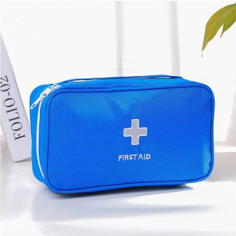 Image of Sumiko First Aid Kit Bag | Medicine Storage Box | Multi-Utility With Handle | Portable & Spacious Emergency Kit Organizer With Mesh Pouch & Elastic Loops | Perfect For Travel Camping Home Gift (Blue)