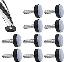 10 x M6 Adjustable Feet for Furniture Chair Pads Teflon PTFE Screw on Floor Protection Parquet Anti Noise Easy Upgrade for Table Office Sofa Base 23 mm