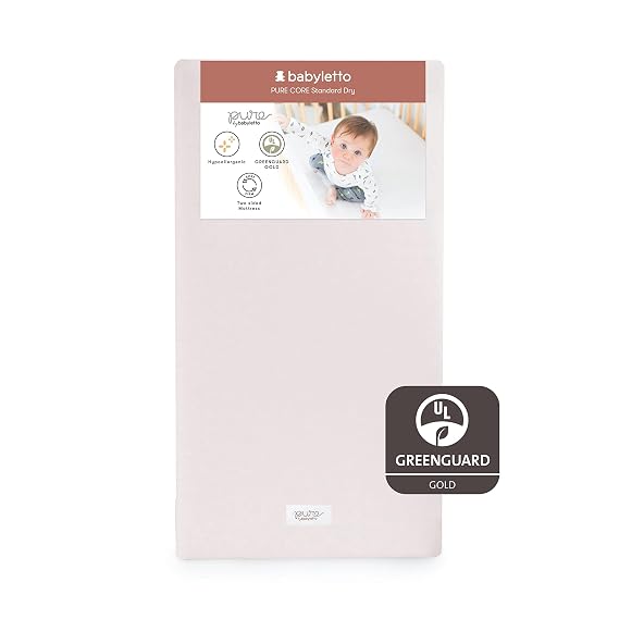 Babyletto Pure Core Crib Mattress, Dry Waterproof Cover, 2-Stage, Greenguard Gold Certified