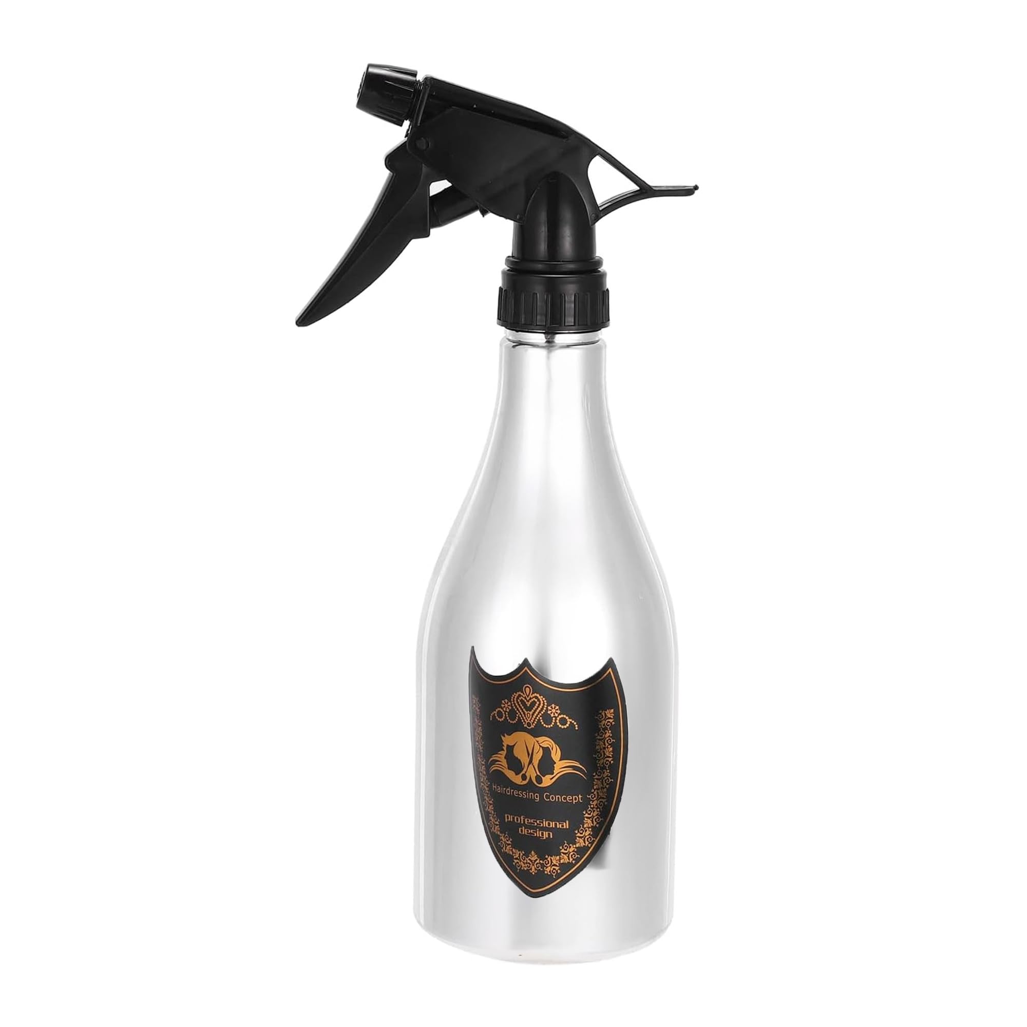 Eson Champagne (Silver) Hair Water Spray Bottle 500Ml, Whisky Style Spray Bottle For Hair, Mist Plant Mister, Barber Salon Hairdresser - Retro Stylish, Empty Refillable Sprayer For Cleaning (Champagne (Silver))