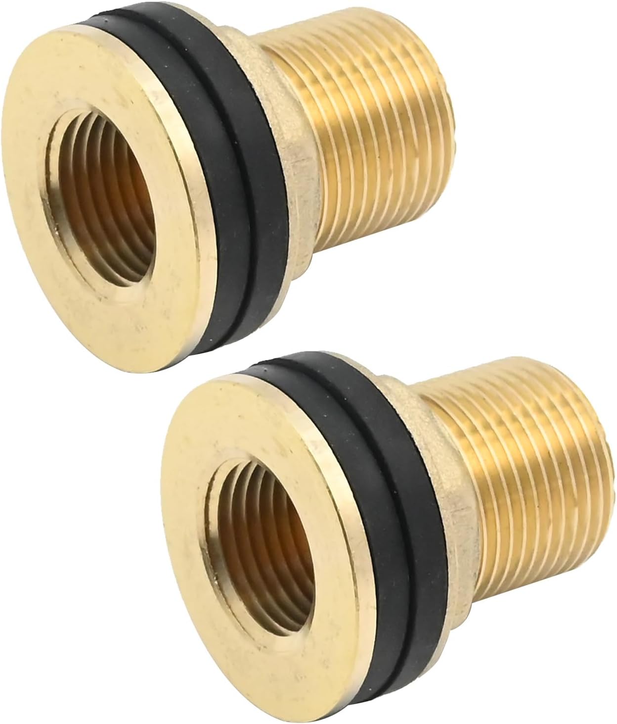 VIKKSAER 2 Pcs 3/8” Female x 1/2” Male Double Threaded Bulkhead Fitting, Solid Brass Bulkhead Fitting, Bulkhead Water Tank Connector